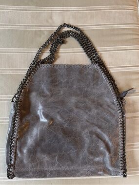 Stella Italy Genuine Leather Gray Chain-Trim Women’s Tote Bag Purchased in Italy